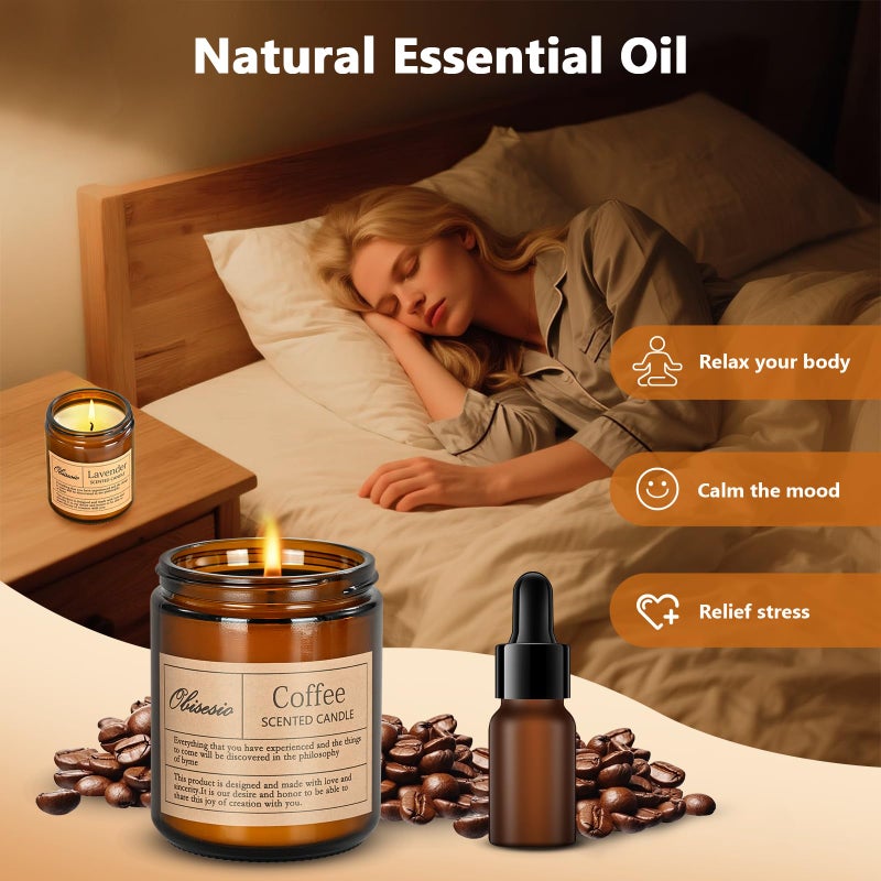 Obisesio Scented Coffee Candle, Candles for Home Scented, Candles Clearance for Women, Aromatherapy Jar Candles Gift for Home(Amber Jar, Coffee) - Image 3